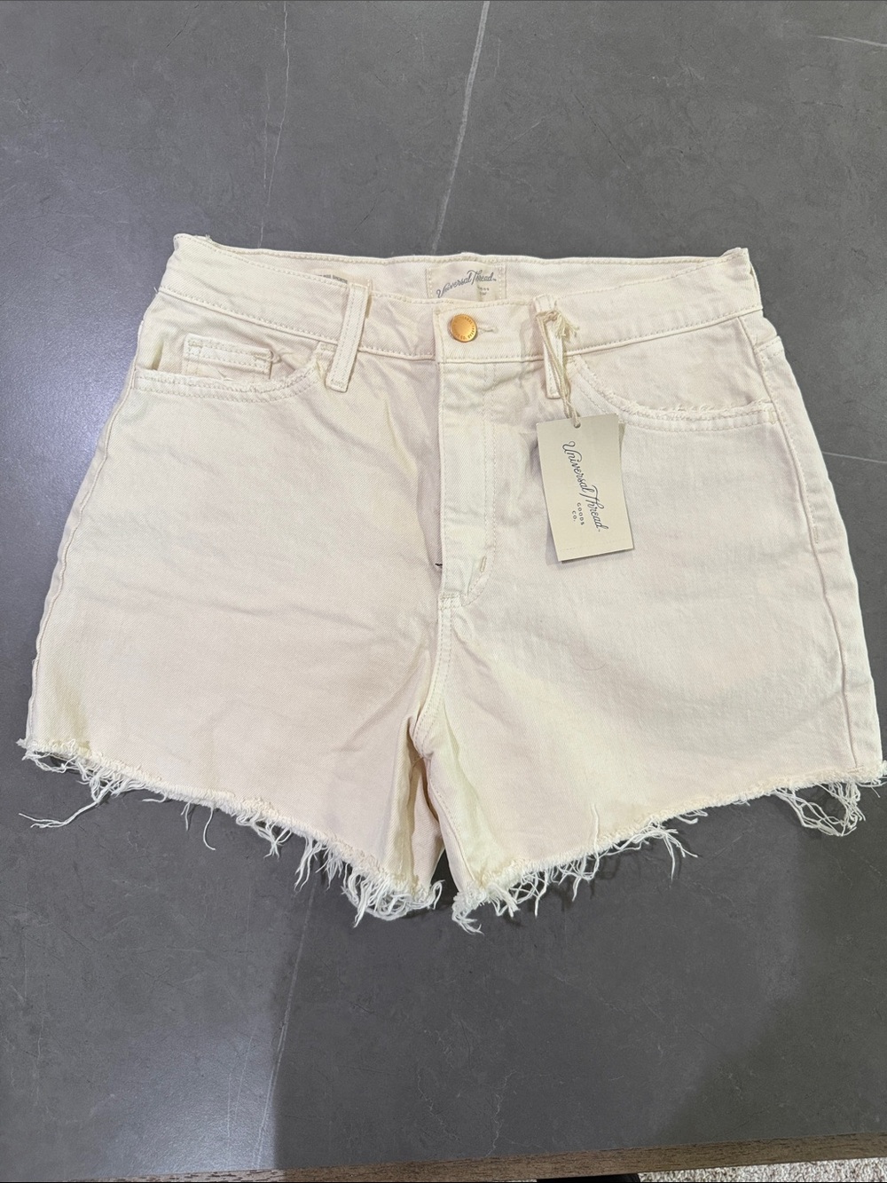 Universal Thread Cream Raw-Hem Denim Shorts